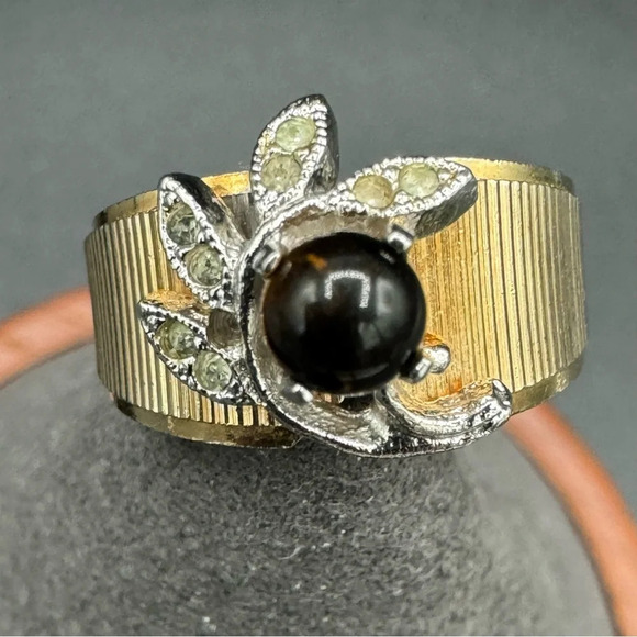 Vintage Tiger Eye Cocktail Ring Marked 14K GE ESPO - Picture 2 of 13